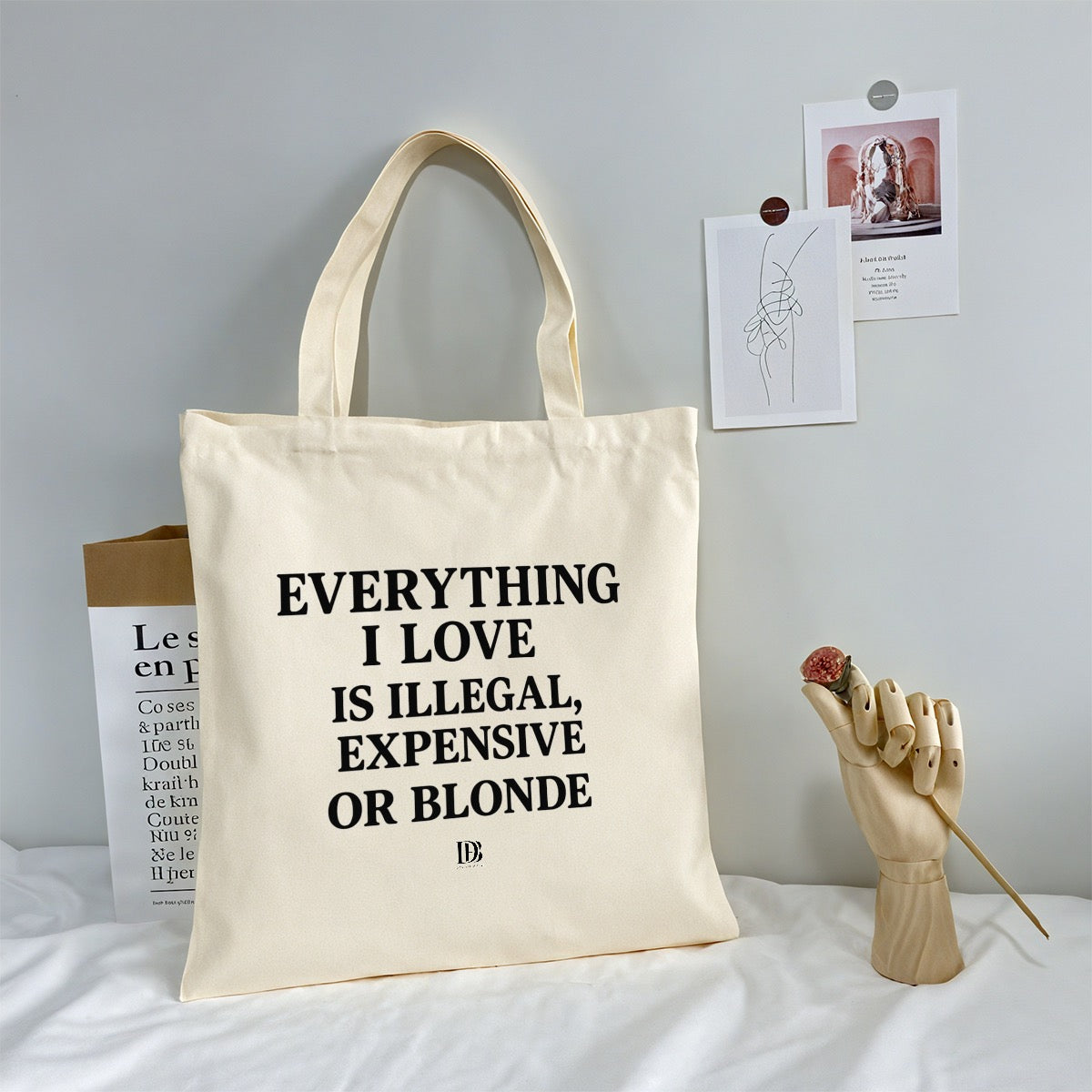 Everything I love is illegal shopping bag
