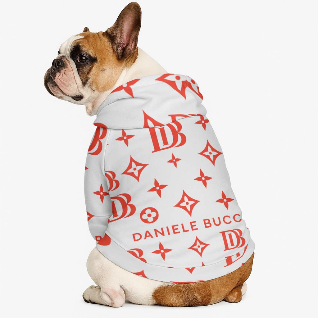 Daniele Bucci red and white Pet Hoodie Sweatshirt