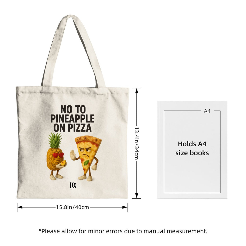 No to pineapple on pizza shopping bag