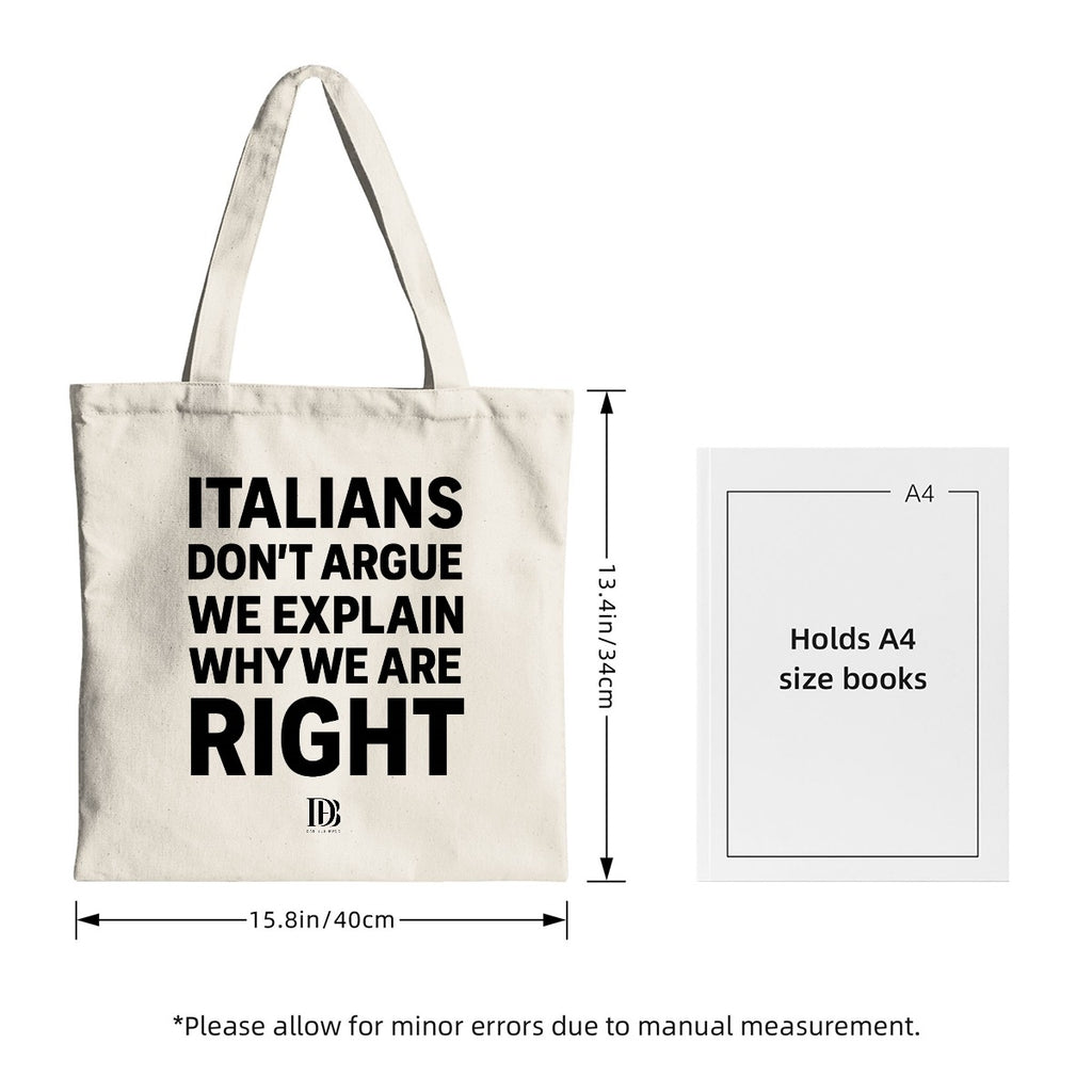 Italians don’t argue we explain why we are right shopping bag