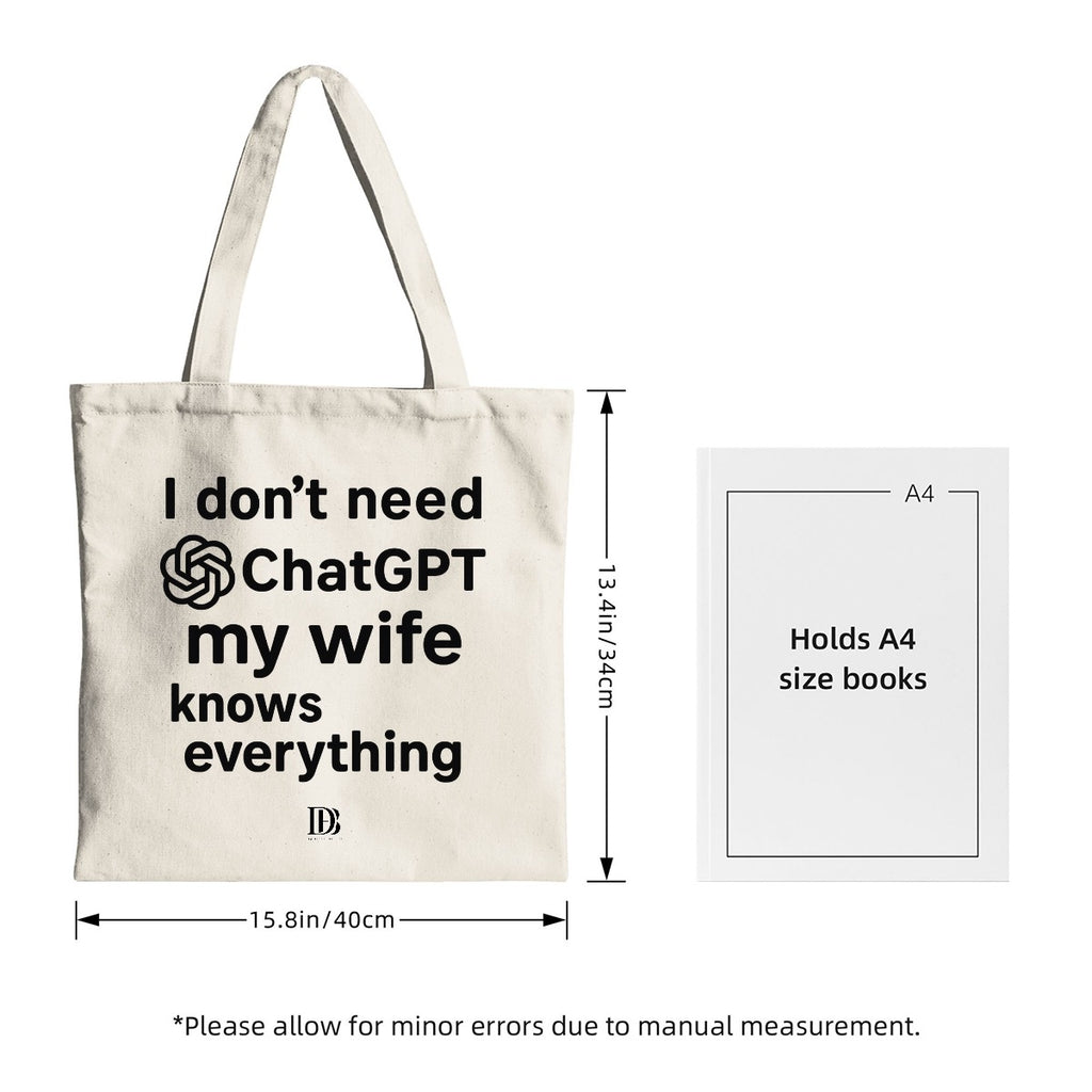 I don’t need ChatGPT my wife knows everything shopping bag