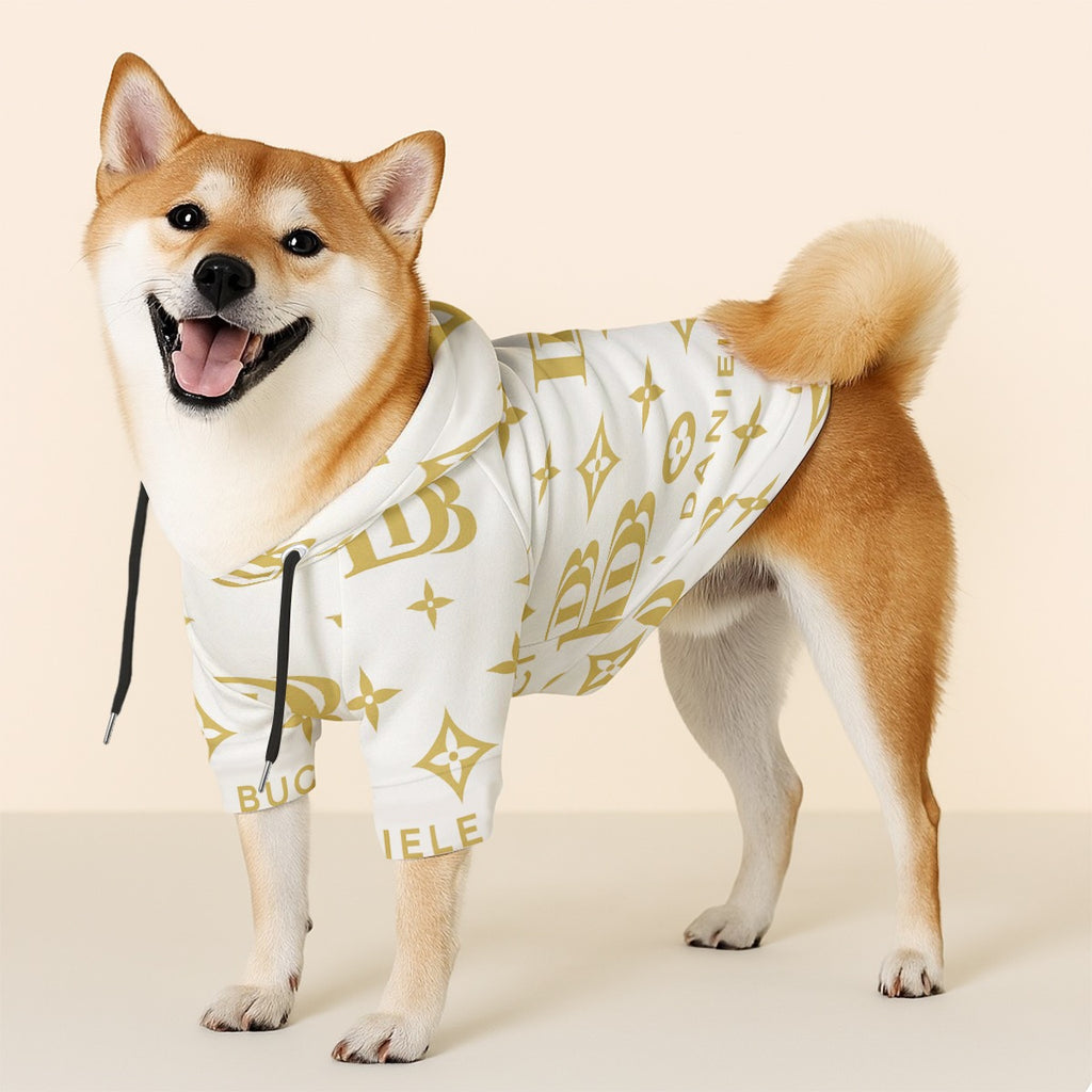 Daniele Bucci white and gold Pet Hoodie Sweatshirt