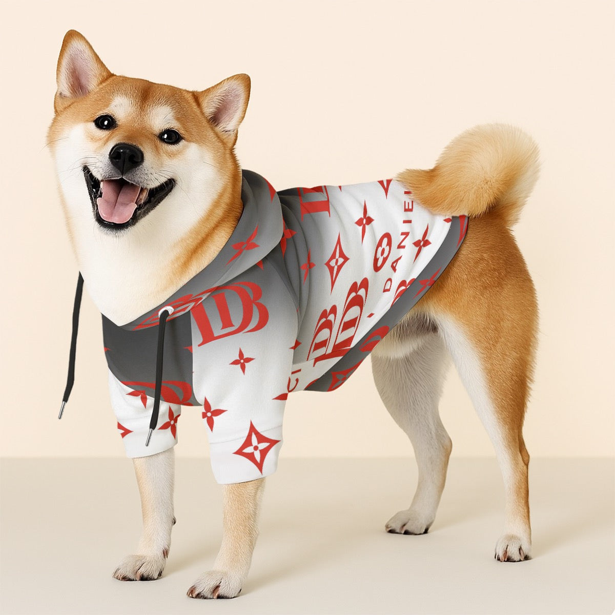 Daniele Bucci white and red Pet Hoodie Sweatshirt