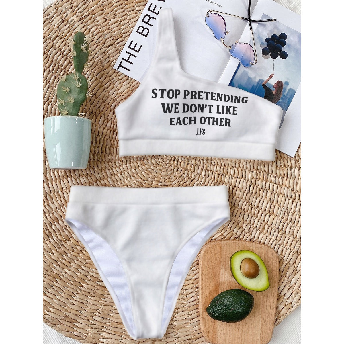 Stop pretending we don’t like each other Women Bikini With Single Shoulder