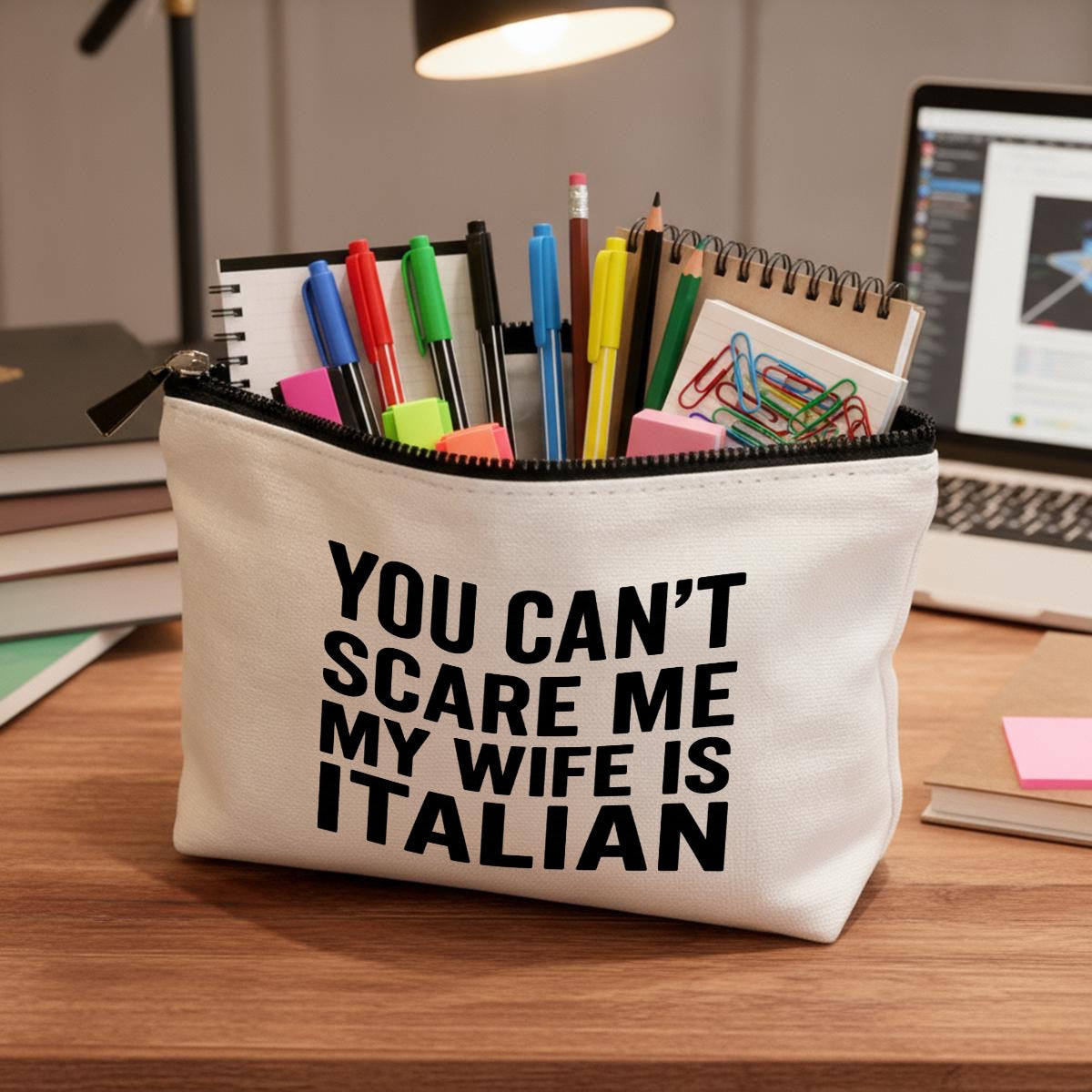 You can’t scare me my wife is Italian Travel Organizer bag