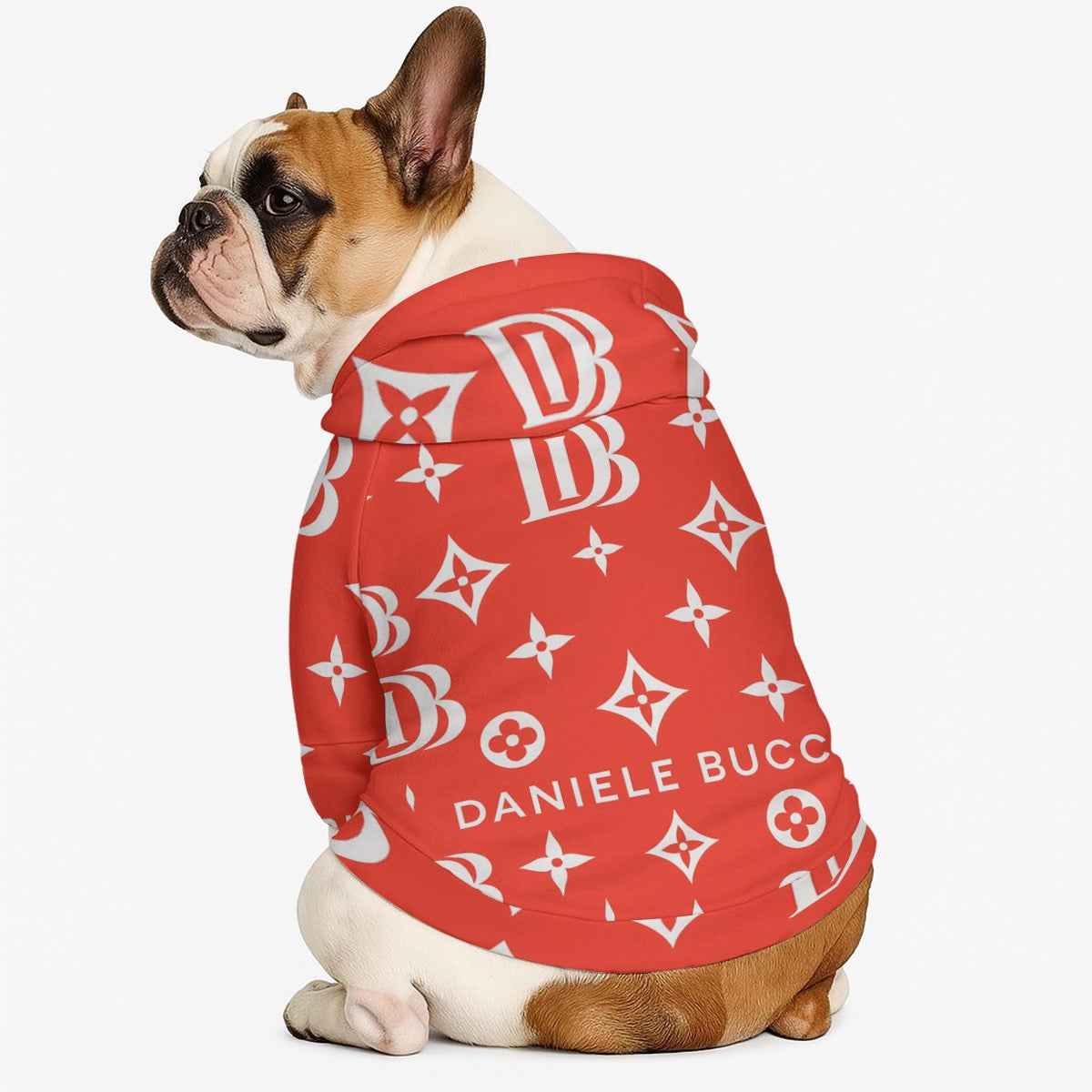 Daniele Bucci white and red Pet Hoodie Sweatshirt