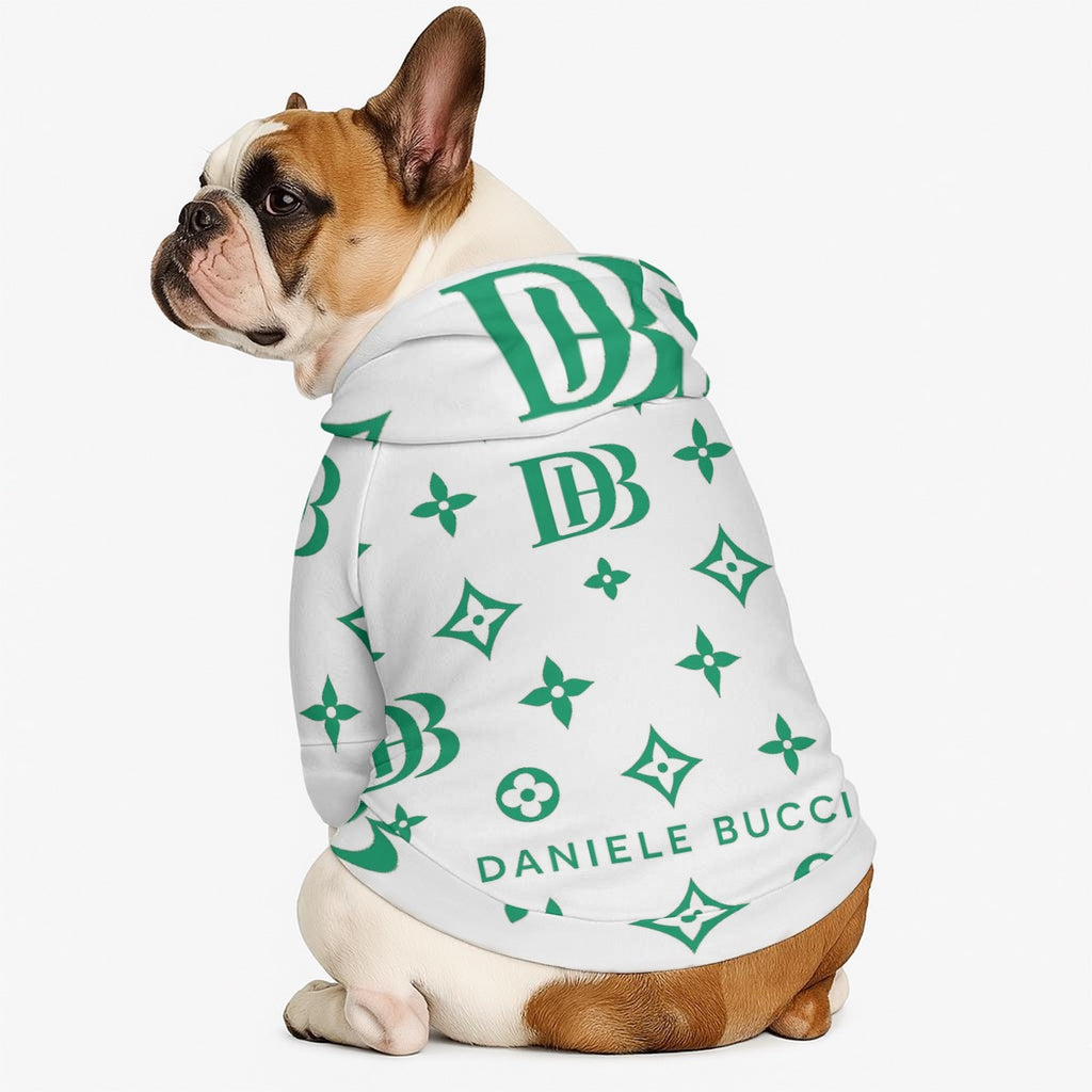 Daniele Bucci white and green Pet Hoodie Sweatshirt