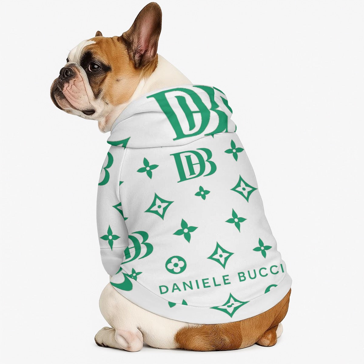 Daniele Bucci white and green Pet Hoodie Sweatshirt