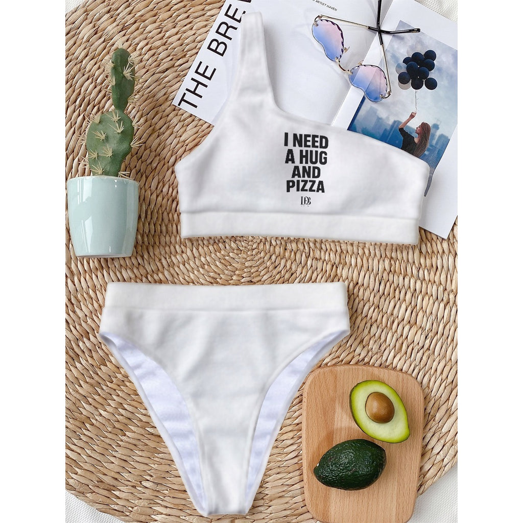 I need a hug and pizza Women Bikini With Single Shoulder