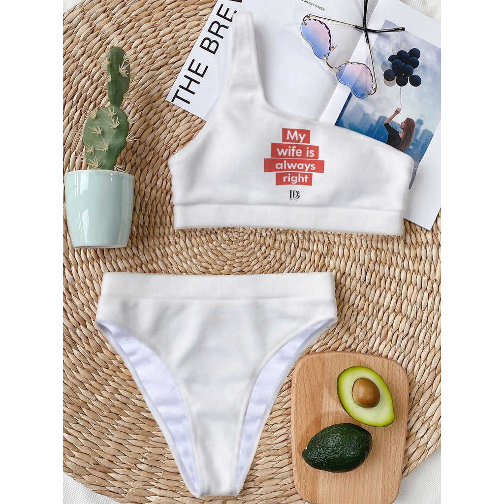 My wife is always right Women Bikini With Single Shoulder
