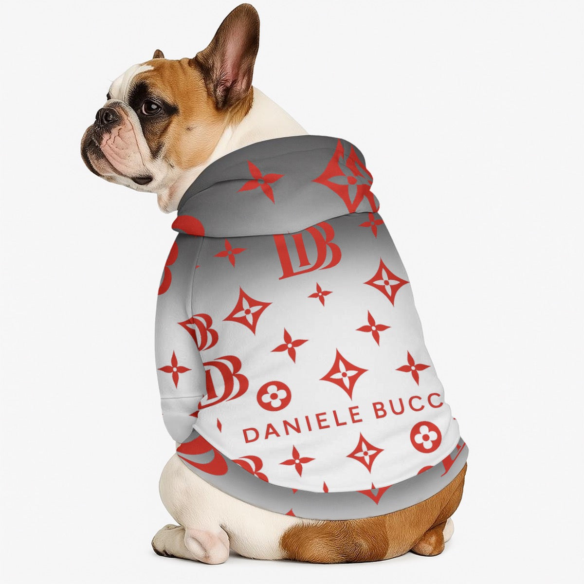 Daniele Bucci white and red Pet Hoodie Sweatshirt