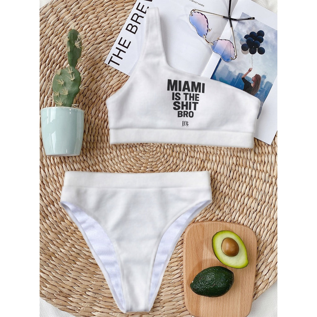 Miami is the shit bro Women Bikini With Single Shoulder