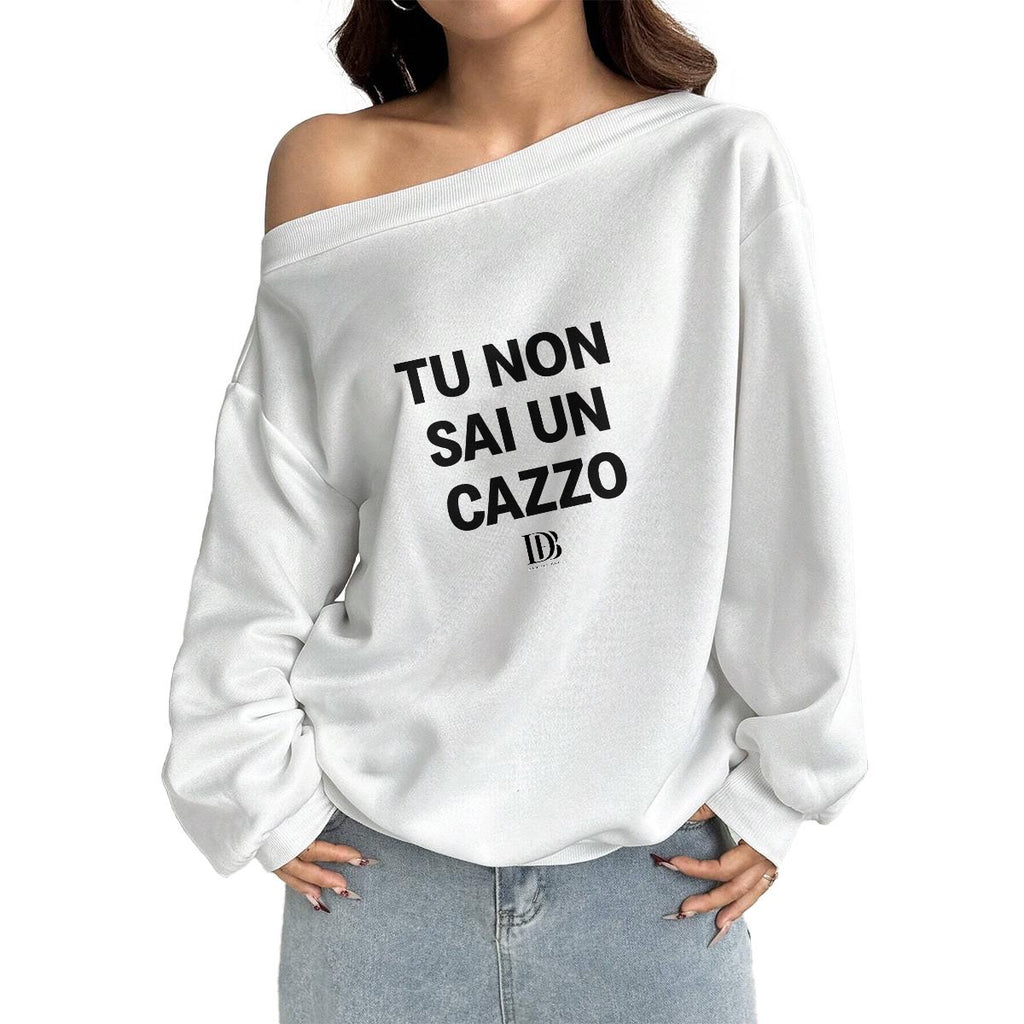 Tu non sai un cazzo Women Off-Shoulder Sweatshirt