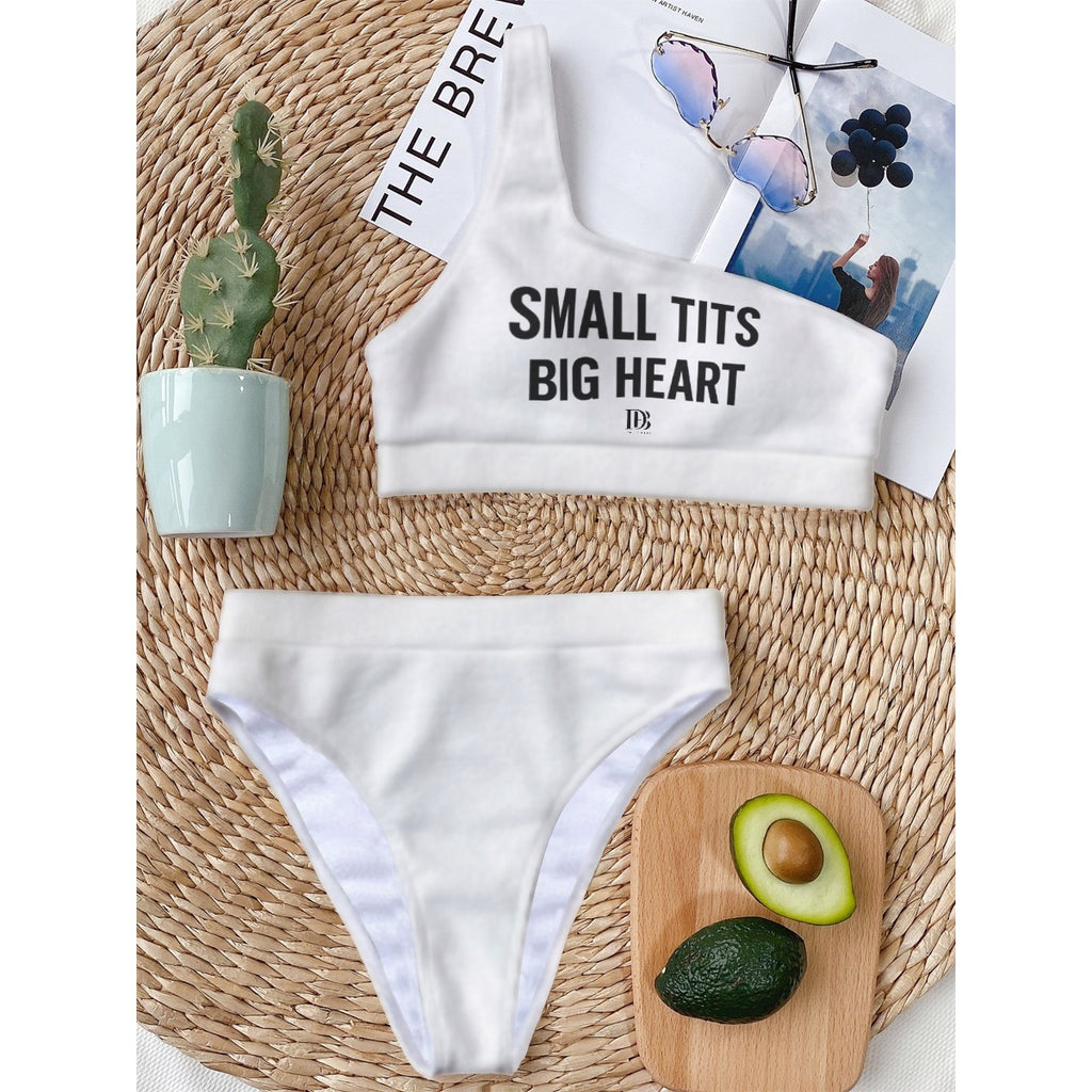 Small tits big heart Women Bikini With Single Shoulder