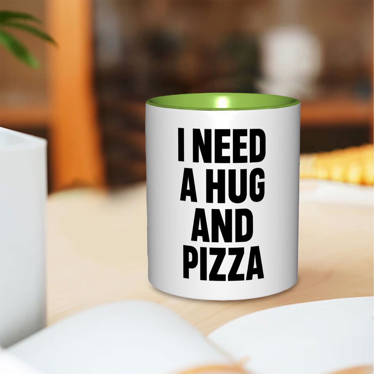 I need a hug and pizza 11oz Double Color Mug