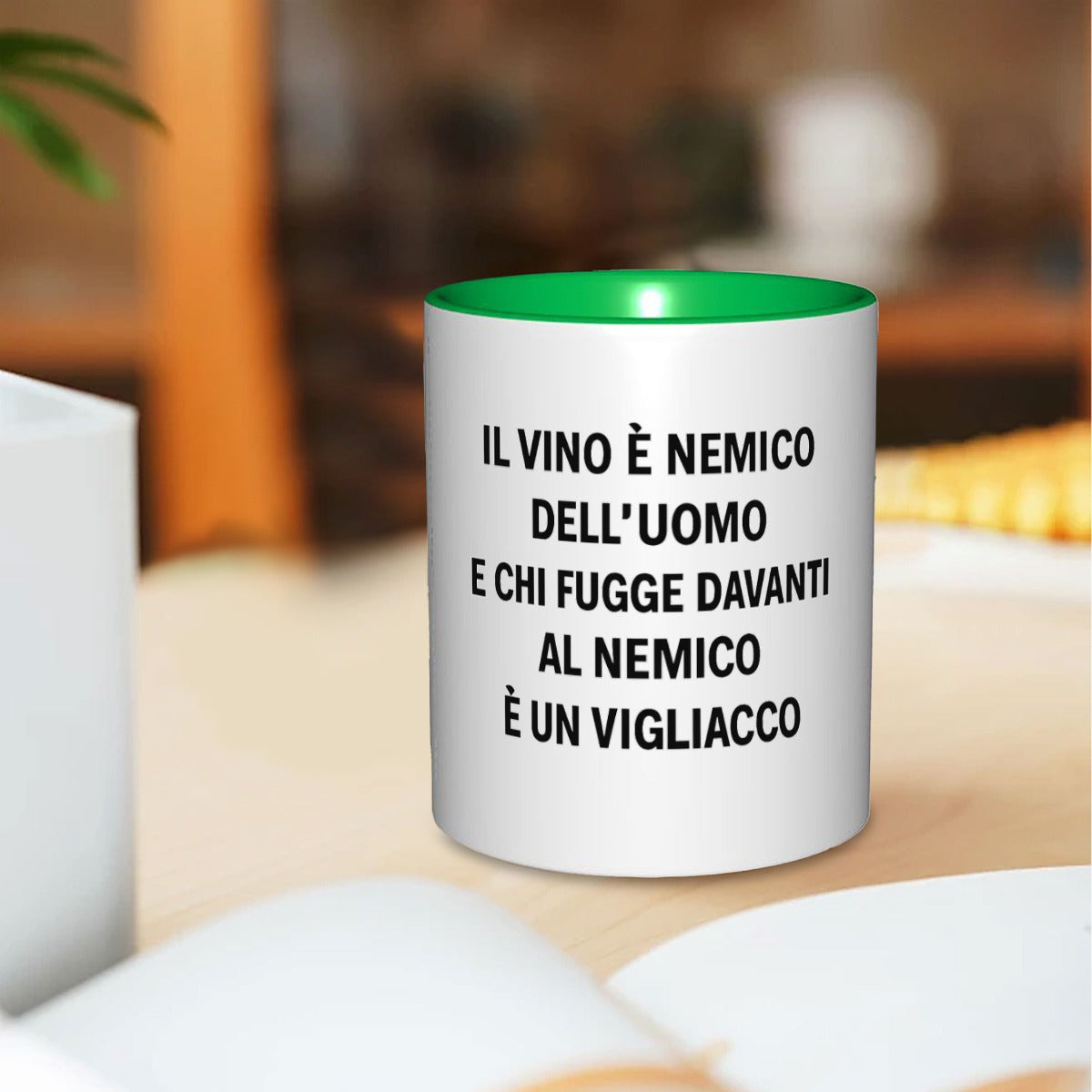 Il vino è nemico dell’uomo e chi fugge davanti al nemico è un vigliacco 11oz Double Color Mug